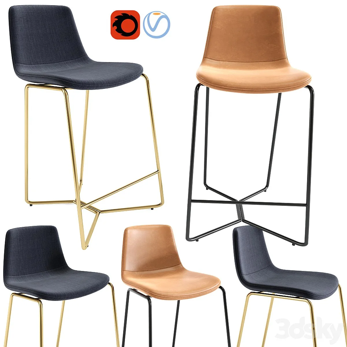 Slope Upholstered Counter Stools